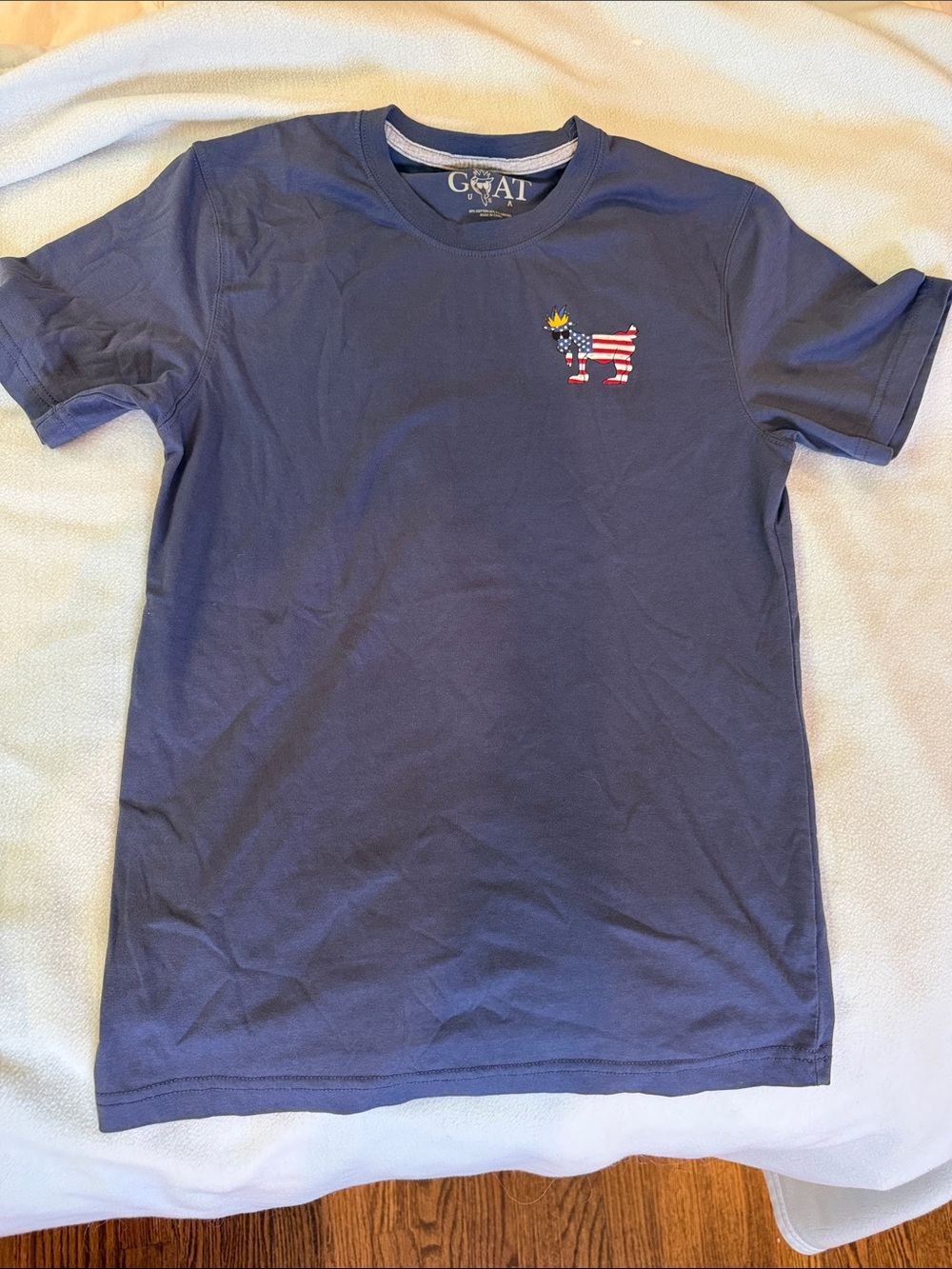 GOAT Navy Tee with Patriotic Scottie Dog Embroidery
